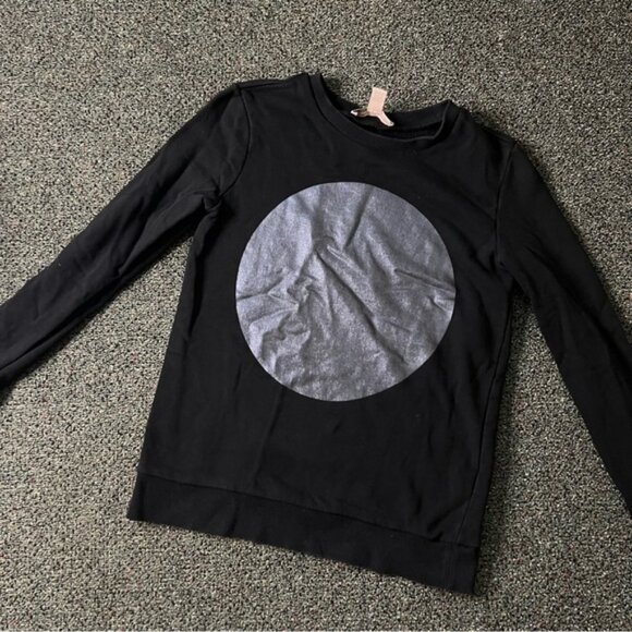 Vintage FOREVER21 Black & Metallic Silver Graphic Crewneck Sweater 100% Cotton S - Picture 13 of 16